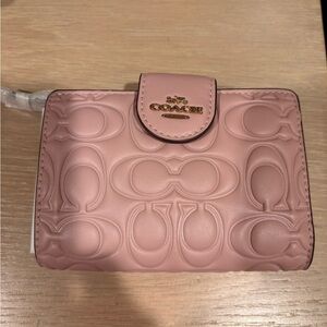 Coach Embossed Corner Zip Wallet in Pink Petal